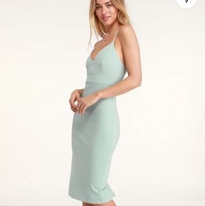 Lulus don't tell em light blue bodycon midi dress